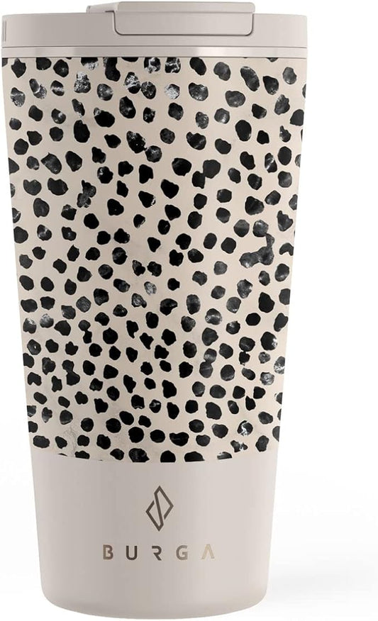 BURGA Travel Coffee Mug (16oz) – Spill-Proof, Secure-Seal Insulated Coffee Mug – Scratch-Resistant, Stainless Steel Travel Mug Stays Hot or Cold – Anti-Slip Coffee Tumbler – Almond Latte Travel Mug