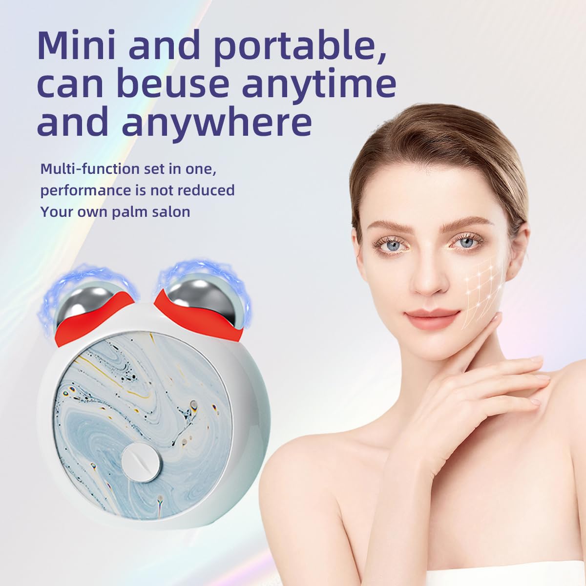 3-in-1 Skin Care Tools,Microcurrent Facial Device, Face Neck Lift Device, Double Roller Facial Massager, Promote Skin Care Absorption, Light Lines (White)