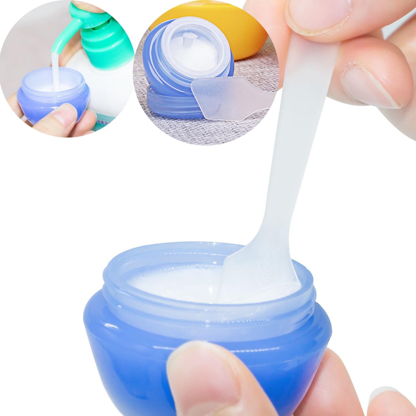 Wopanxye 12pack 20g Refillable Cosmetic Container, 20ml Frosted Small Sample Jars with Inner Liner for Oils Salves Creams Lotions Powder Makeup Eye-shadow Nails Beads Toner, FREE Spatulas & Labels