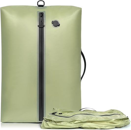 BAGAIL TPU Vacuum Bag for Travel, Reusable Compression Bag with IPX8 Waterproof Zipper, Save Space for Suitcase, Backpack and Carry on (Green, Large, No Pump)