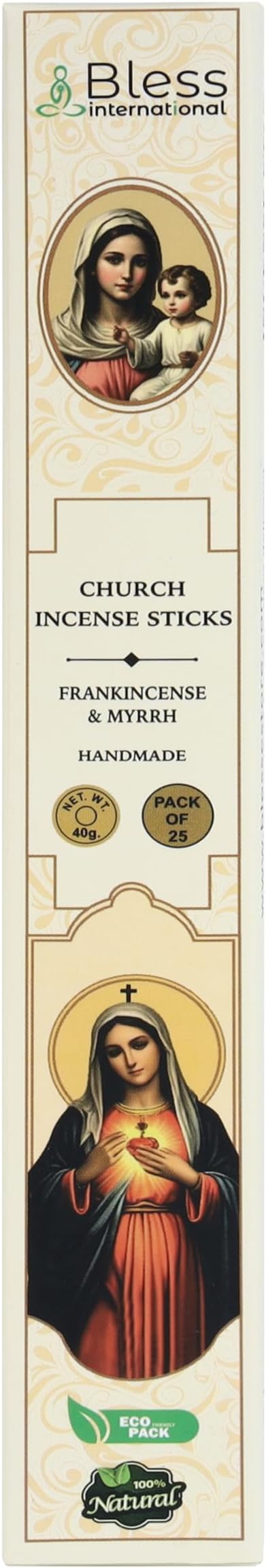 Bless-Charch-Frankincense-and-Myrrh 100%-Natural-Handmade-Hand-Dipped Organic-Chemicals-Charcoal-Free Purification-Relaxation-Positivity-Meditation Best-Woods-Scent (25 Sticks(40GM))