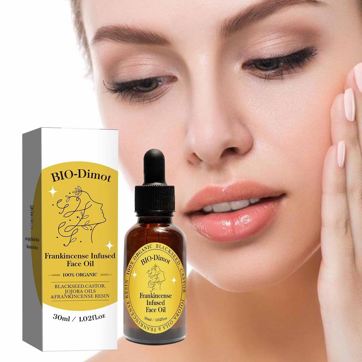 30 ML Frankincense Essential Oil,Organic Castor & Jojoba Oils for Face Anti-Aging Facial Moisturizer Serum,Natural Skincare Hydrates Skin Moisturizing (1 PCS)