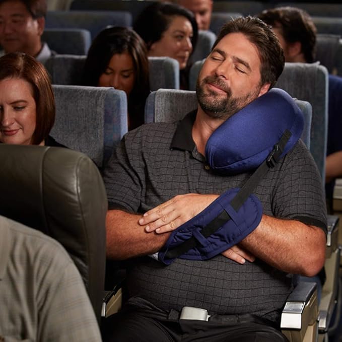 Travel Pillow - First Neck Pillow with an Arm-Sling! Supports The Head, Body, and Arms, Providing The Leaning Support. Perfect for Sleeping Upright (Black)