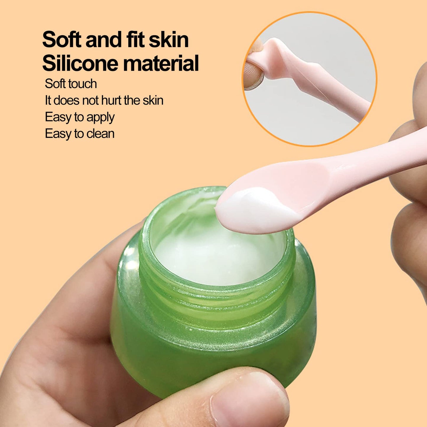Eye Cream Spatula, Cosmetic Spoon Mini Makeup Spatula Spoon Beauty Scoop Eye Massage Wand Stick Professional Silicone Face Eye Cream Applicator Spatula for Skin Care Home Salon