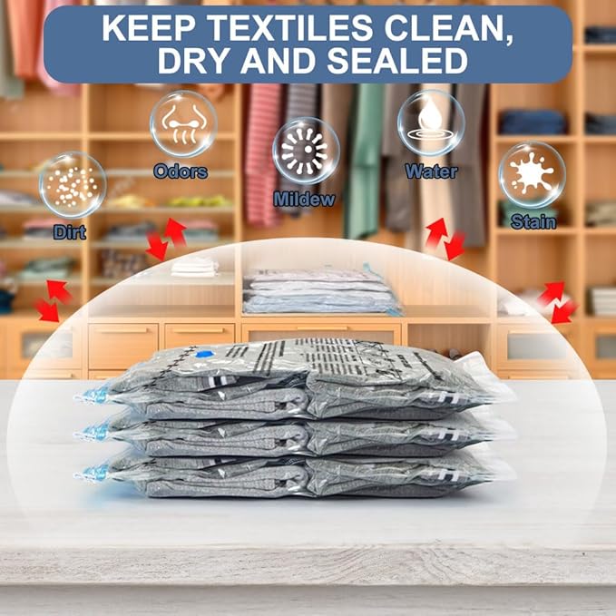 BoxLegend Vacuum Storage Bags with Large Hand Pump 30 Combo (4 Jumbo, 10 Large, 10 Medium, 6 Small) Thickened Vacuum Seal Bags for Clothing Space Saving for Clothes Pillow Comforters Bedding