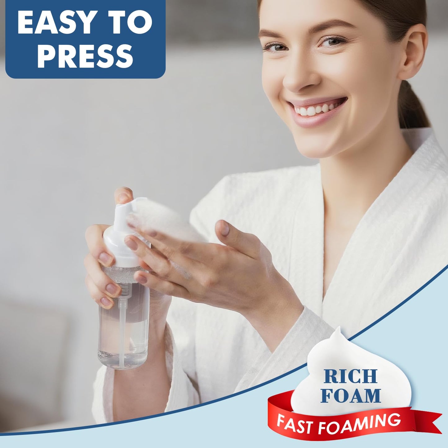 AMORIX 100 Pcs 2 oz Plastic Foam Pump Bottle Refillable 60ml Travel Mousse Foaming Soap Dispenser Mini Eyelash Cleaning Foam Bottle Dispenser for Face Wash Lash Shampoo Skin Care