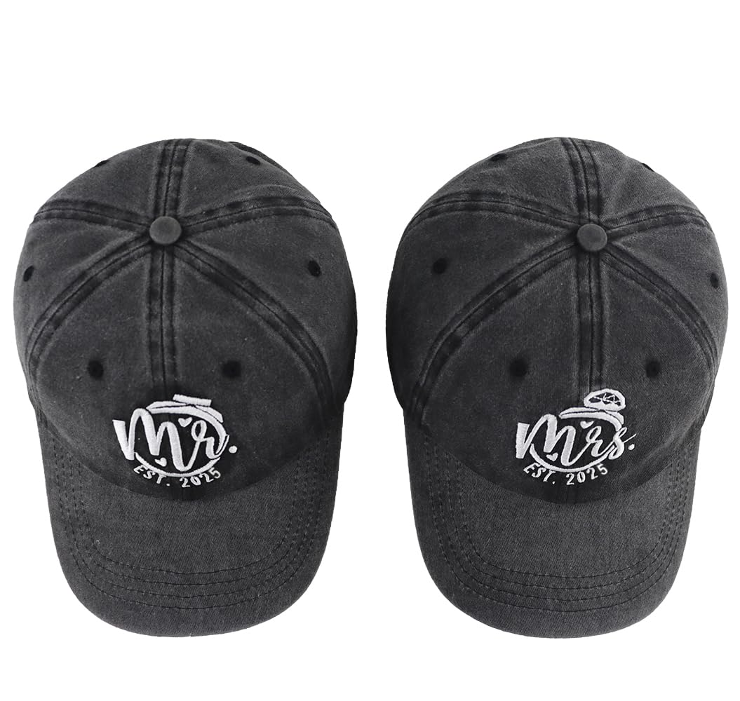 2025 Wedding Gifts for Bride Groom, Couples Her Wifey Mr Mrs Engagement, Honeymoon Outfits Essentials Baseball Cap for Bridal Gift Black