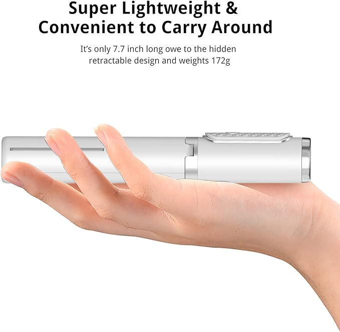 ATUMTEK Selfie Stick Tripod, 3-in-1 Extendable Aluminum Phone Tripod with Detachable Bluetooth Remote, Compatible with iPhone 17/16/15/14/13/12/11/11 Pro/XS Max/XR and Samsung Smartphones, White