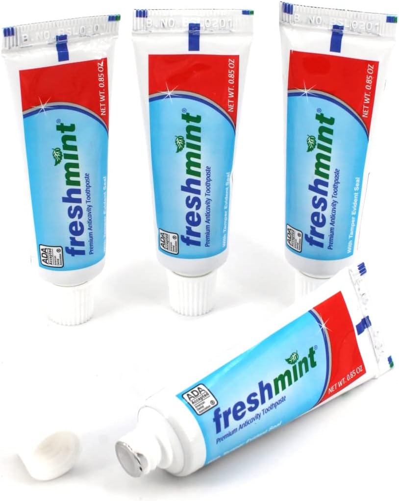 Freshmint® 144 Tubes of 0.85 oz. Premium Anticavity Fluoride Toothpaste with Safety Seal (ADA Accepted)