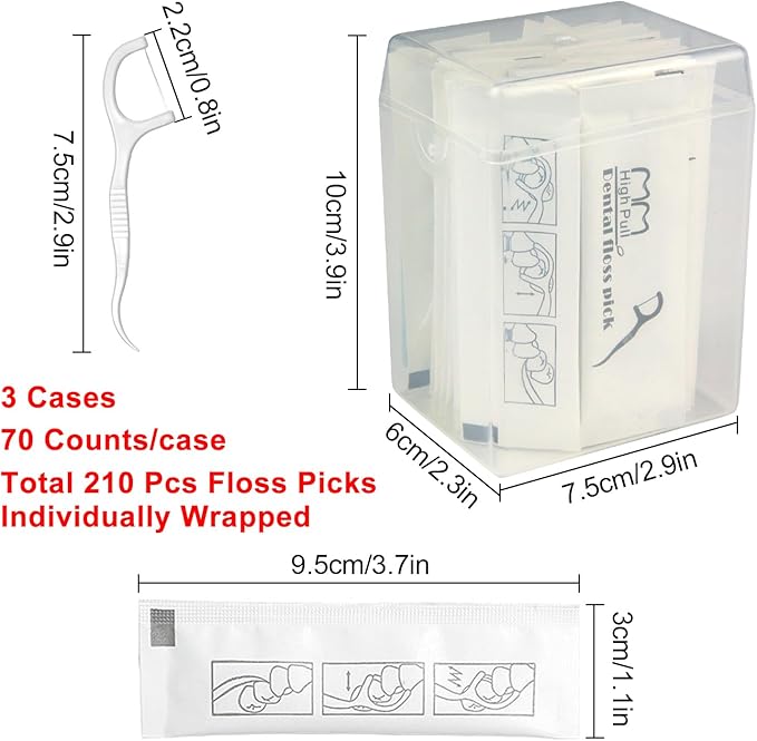 200 Count Individually Wrapped Dental Floss Picks - Travel Flossers for Teeth Cleaning and Oral Care - Ideal Travel Size Toiletries, Wedding Basket Supplies and Guest Bathroom Essentials