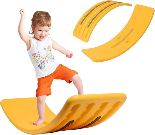Balance Board Kids with Bouncy Ball, Wobble Balance Board for Balance & Courage Building, Sensory Integration Training, Ideal Toy for Kids Aged 3+