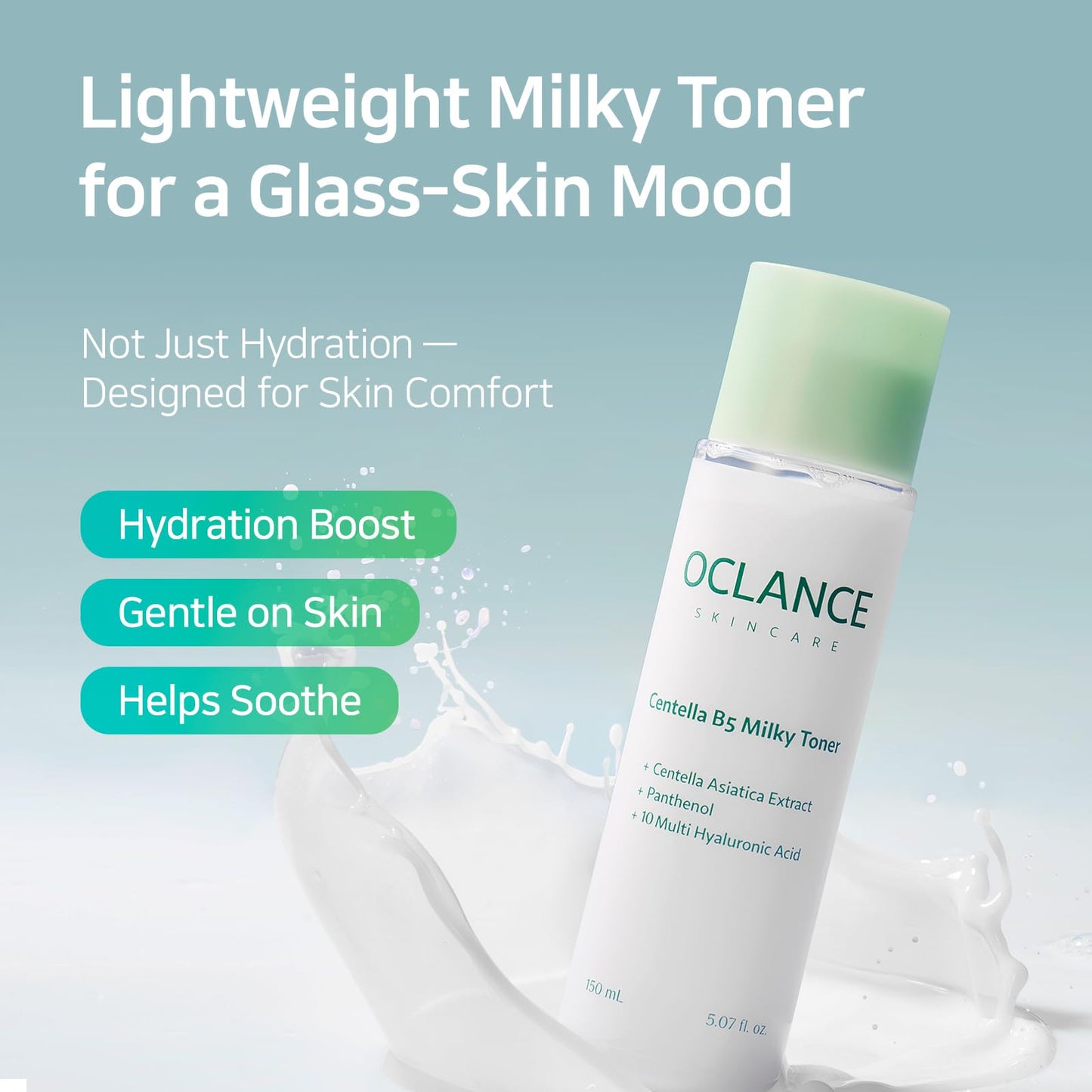 Centella B5 Milky Toner for Hydrating, Soothing, Skin Barrier Support with Niacinamide, Panthenol, Centella, Sensitive Skin, Fragrance-Free, Korean Skin Care, 150ml / 5.07 fl.oz.