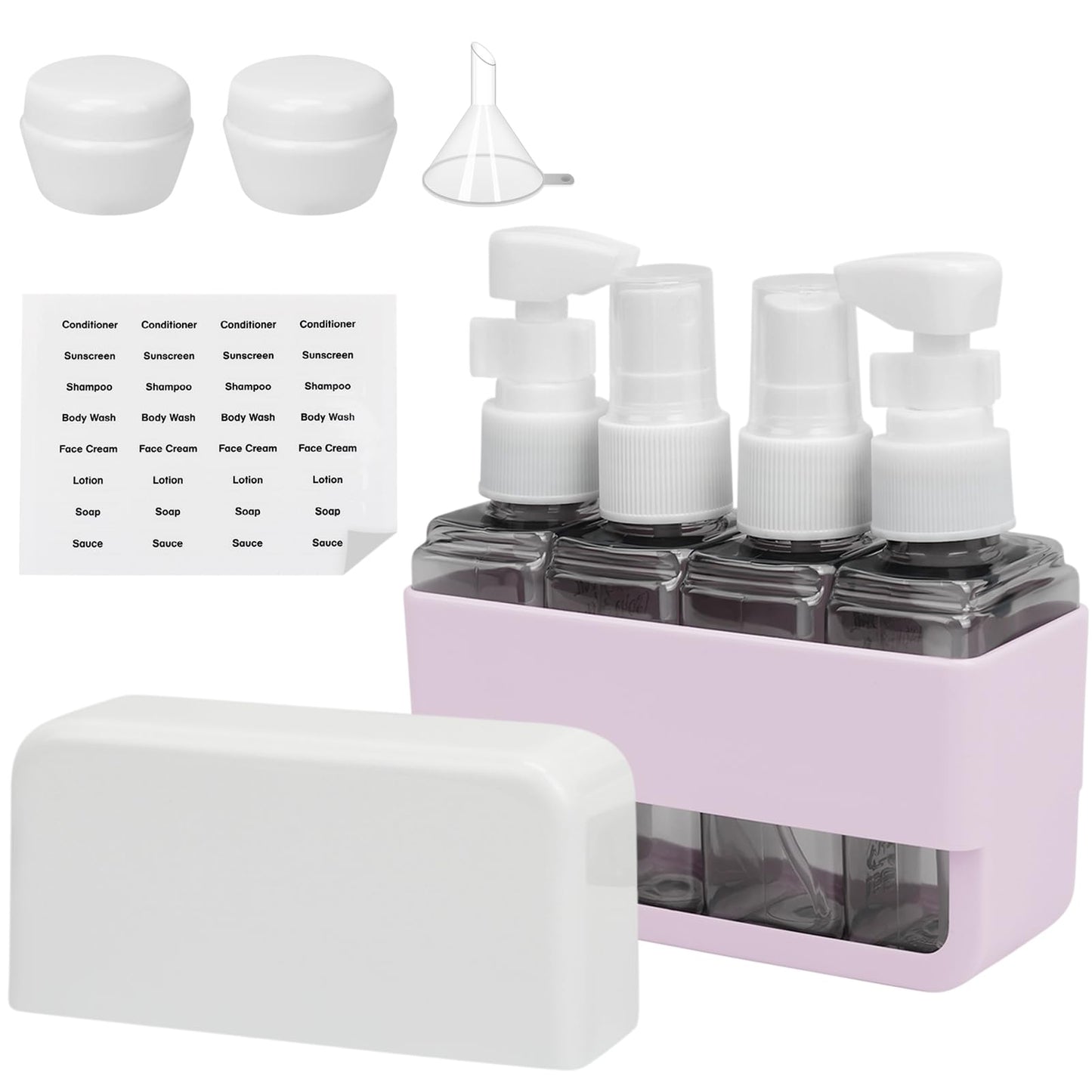 SyuCeia TSA Approved Travel Bottles - Leak Proof BPA-Free Plastic Toiletries Bottles for Shampoo, Lotion & Conditioner | Refillable Travel-Size Containers | Airplane Carry-On Essentials (Pink)