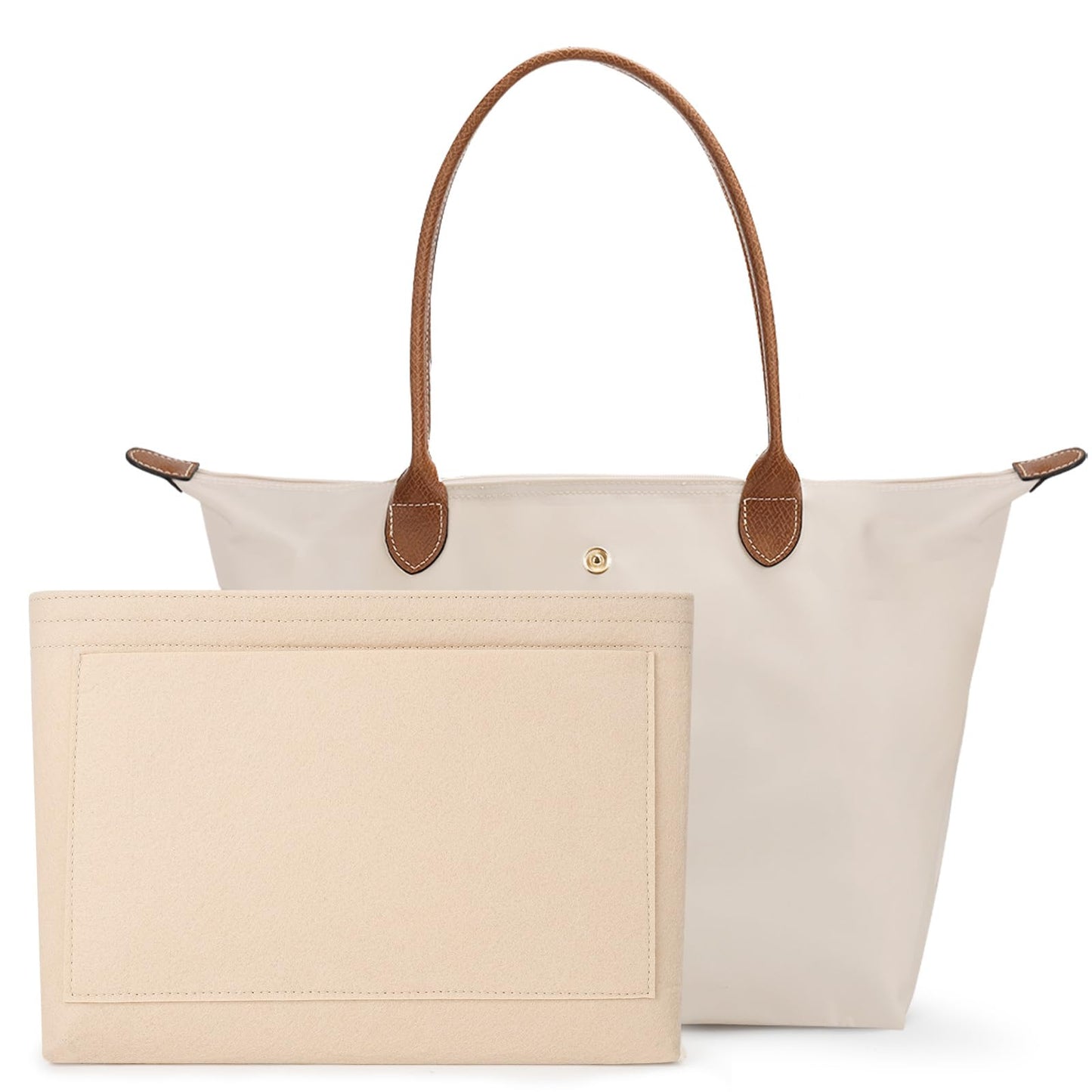 SEAFTE Tote Bag for Women with Purse Organizer Insert, Foldable Large Capacity Waterproof Nylon Bag for Travel, Work, and Daily Use,Paper