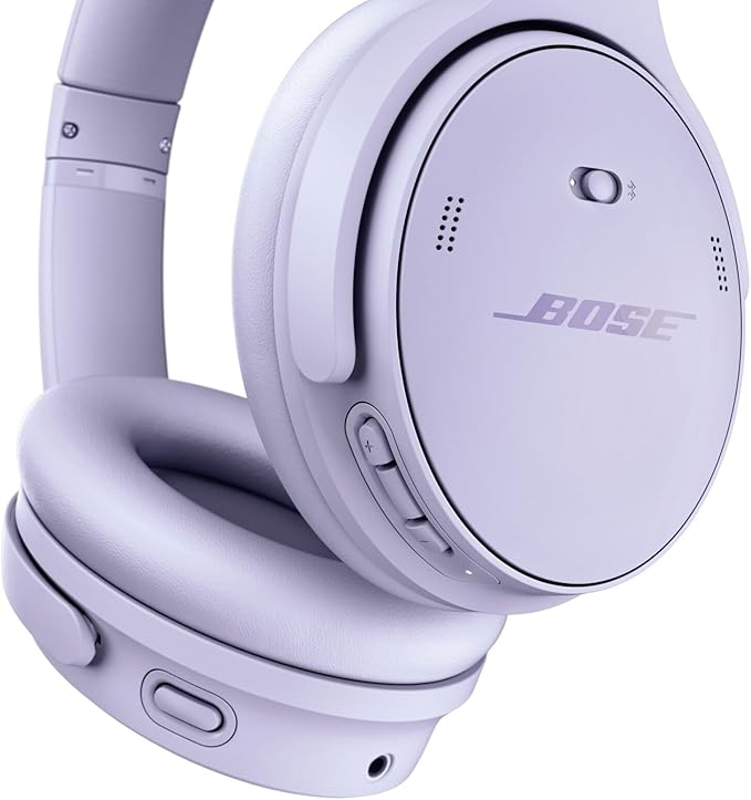 Bose QuietComfort Bluetooth Headphones, Wireless Headphones with Active Over Ear Noise Cancelling and Mic, Deep Bass, Up to 24 Hours of Playtime, Chilled Lilac - Limited Edition Color