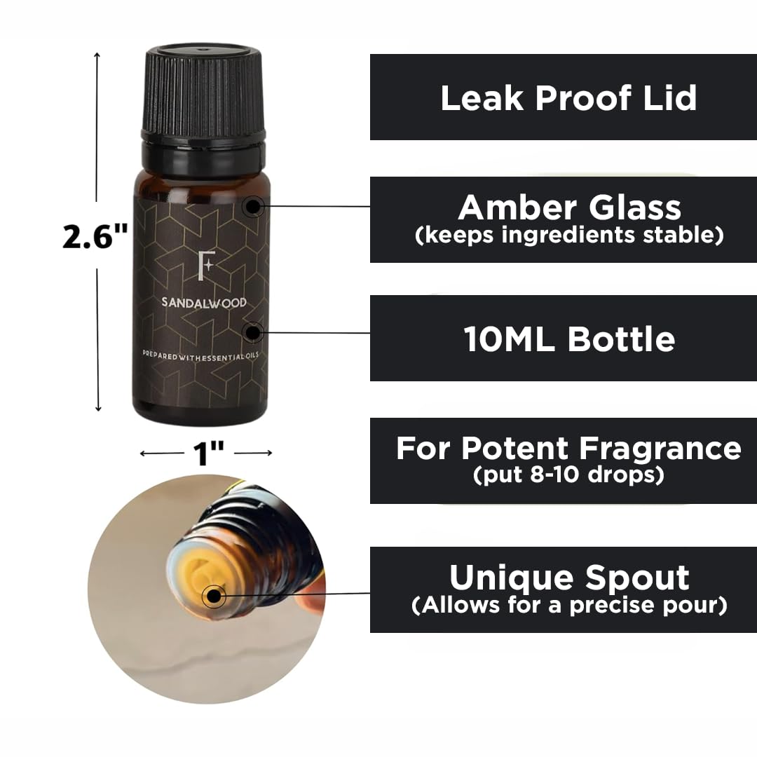 Folkulture Essential Oils Set for Men | Set of 6 (0.34 Fl Oz or 60ml) Diffuser Oils for Home | Oud Tabac, Sandalwood, Leather Wood | Fragrance Oil