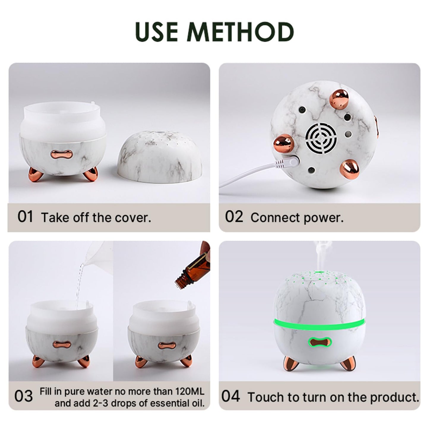 Pinci Essential Oil Diffuser, 120ml Small Aromatherapy Diffuser, Ultrasonic Diffusers for Essential Oil, Cool Mist Humidifier with 7 Color LED and Auto Off Safety, for Bedroom,Office, Study Room