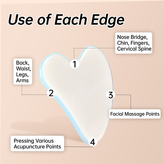 Olaemuo Opal Gua Sha and Face Roller, Real Jade Gua-Sha Stone Facial Tools Set for Reduce Puffiness, Body Guasha Tool for Relieve Neck Tension, SinkCare Beauty Massager as Present for Women,Opal