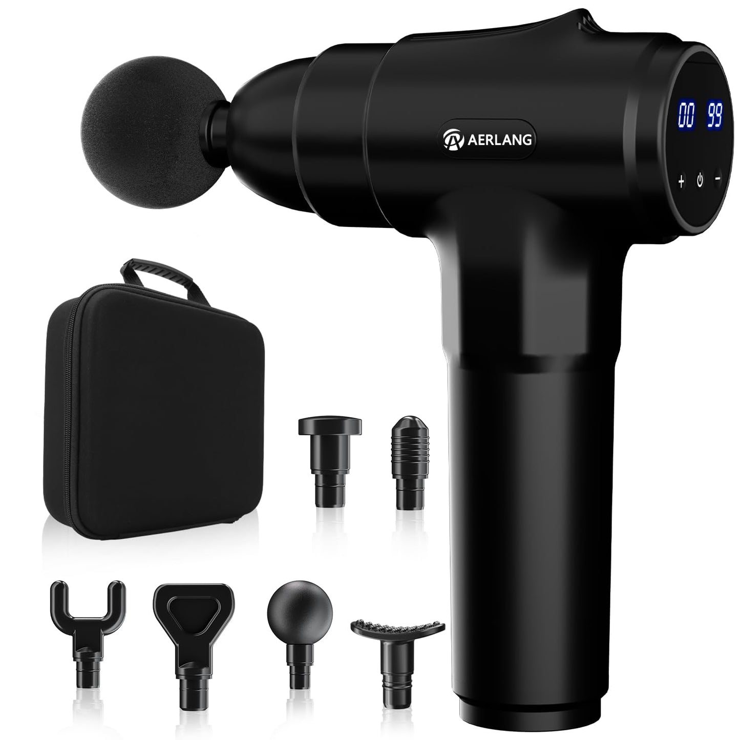 AERLANG Massage Gun, Deep Tissue Muscle Back Massage for Athletes Pain Relief, Percussion Massager with 6 Massages Heads & 20 Speed Fathers Birthday Day Gifts from Daughter Portable Back Massager Gun