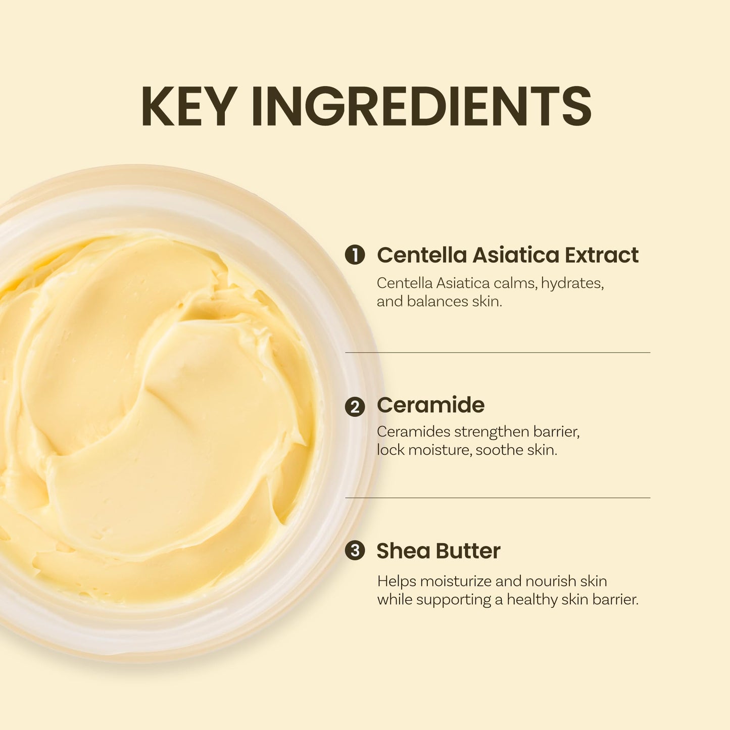 ONGREDIENTS Deep Calming Cream | Daily Face Moisturizer for Dry, Sensitive Skin | Centella Asiatica, Ceramide, Soothing, Skin Barrier, Hydrating | Fragrance-Free, Korean Skincare 1.69 fl Oz