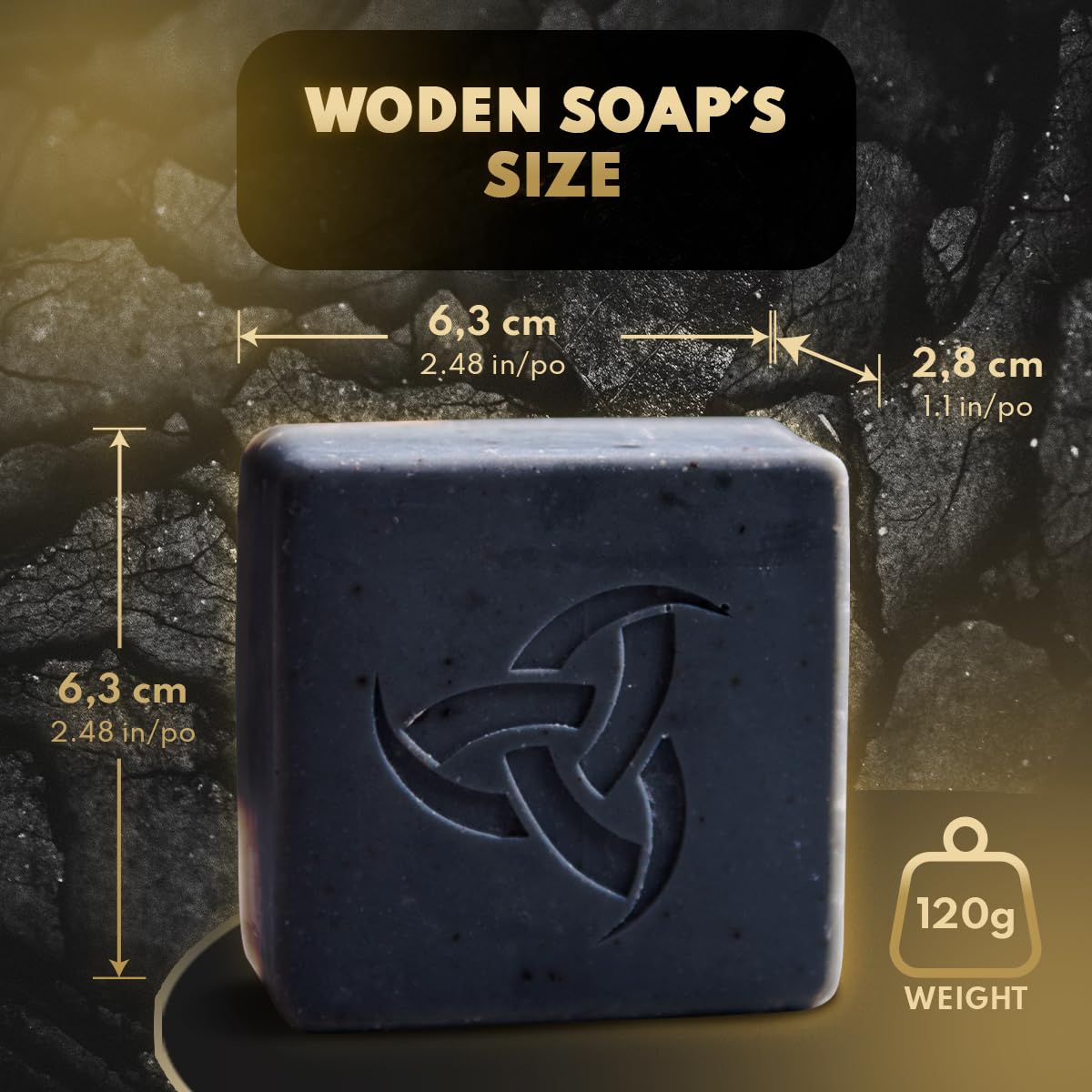 Woden Men's Natural Soap Bar - Beard, Body and Hair Soap 120g| Groom like a Viking | Spicy Wood Fusion | Fenrir | Woden