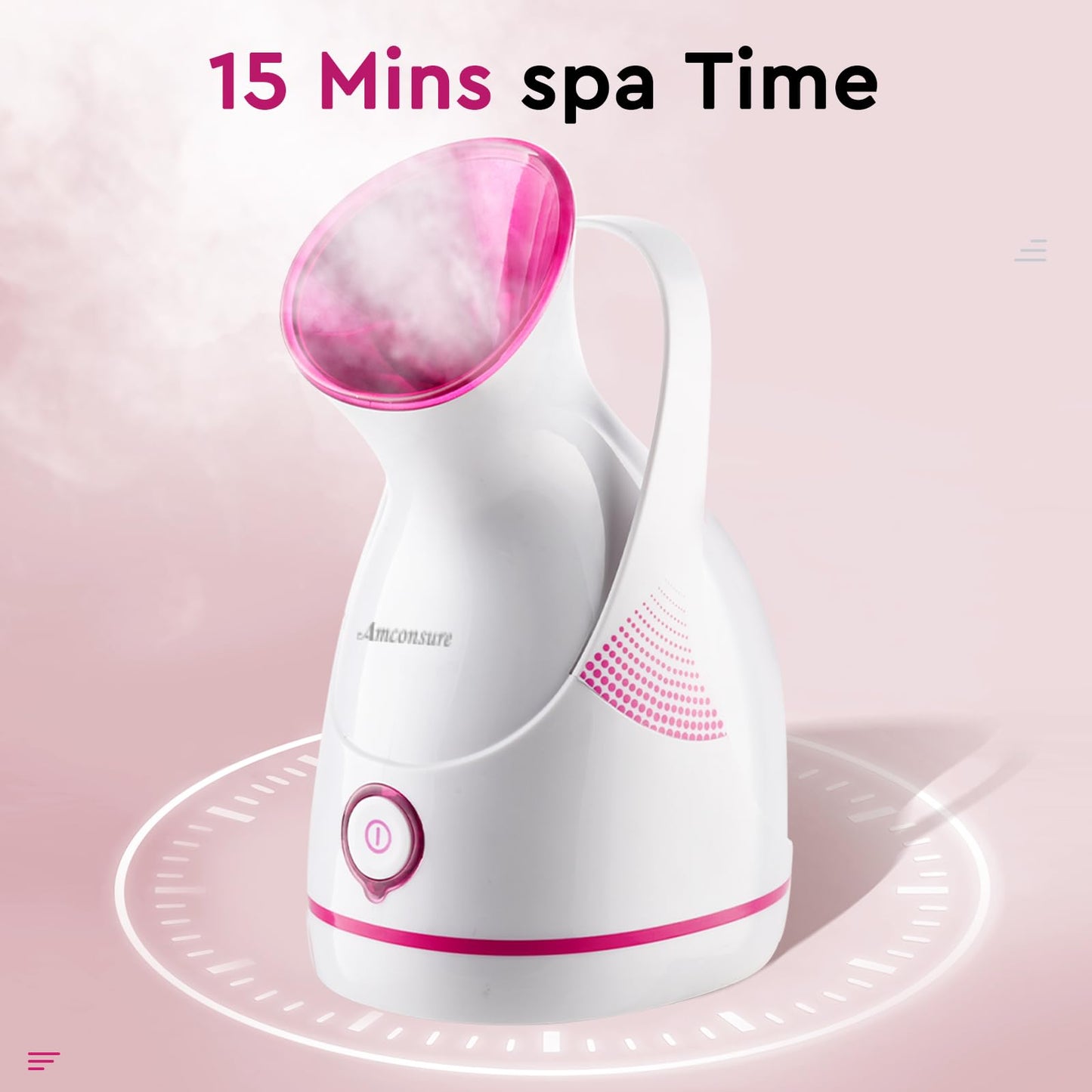 Amconsure Facial Steamer - Nano Ionic Face Steamer Warm Mist Steamer for Home Sauna SPA, Humidifier for Face Steamer for Deep Cleaning Unclogs Pores Sinuses - Bonus 5 Piece Stainless Steel Skin Kit