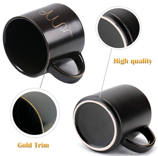 Cheardia 12 oz Mr and Mrs Mugs, Ceramic Coffee Mug Set Engagement Gifts for Couples, His and Hers Mugs for Bride and Groom, Anniversary, Valentines, Bridal Shower, Wedding, Black & White