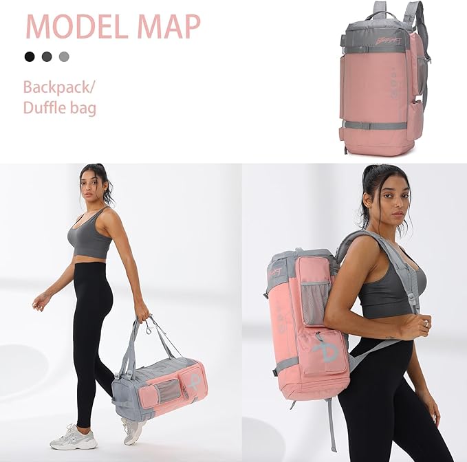 BE SMART 32L Extra Large Gym Backpack for Women, Big Gym Bag with Shoes Compartment, Waterproof Heavy Duty Duffel Bags, Women's Workout Backpacks for Outdoor Sport,Hiking,Camping,Travel