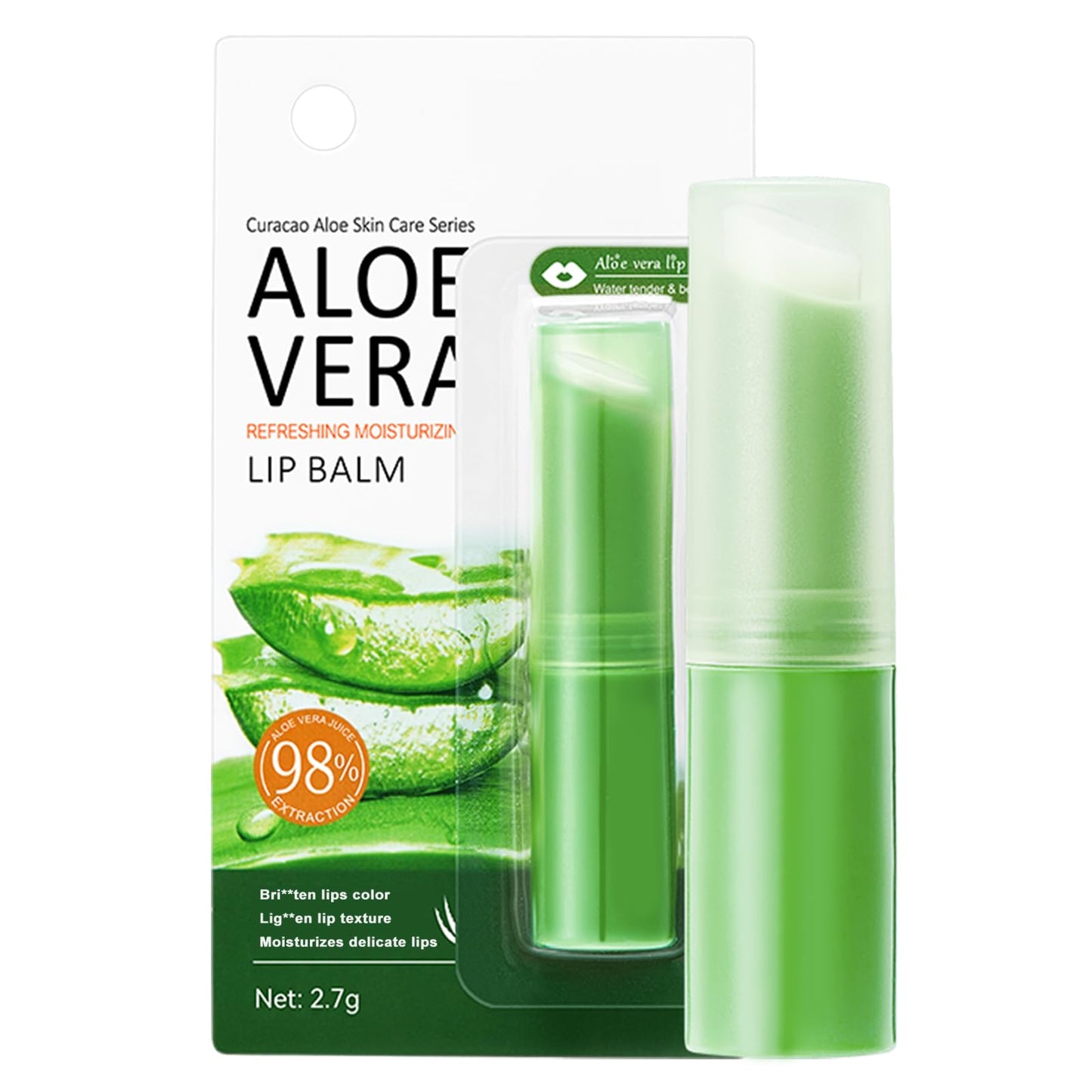 Sadoer Aloe Vera Lip Balm Chapstick, Ultra Hydrating Plant-Based Formula for Soft Lips, 98% Natural Moisturizer, Long-Lasting Nourishment for Dry & Sensitive Lips（1PCS）