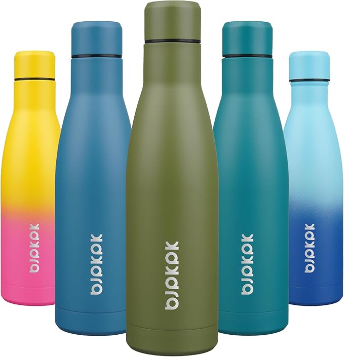 BJPKPK 17oz Insulated Water Bottles Stainless Steel Sports Water Bottles Keep Cold and Hot for Travel Dishwasher Safe,Olive Green