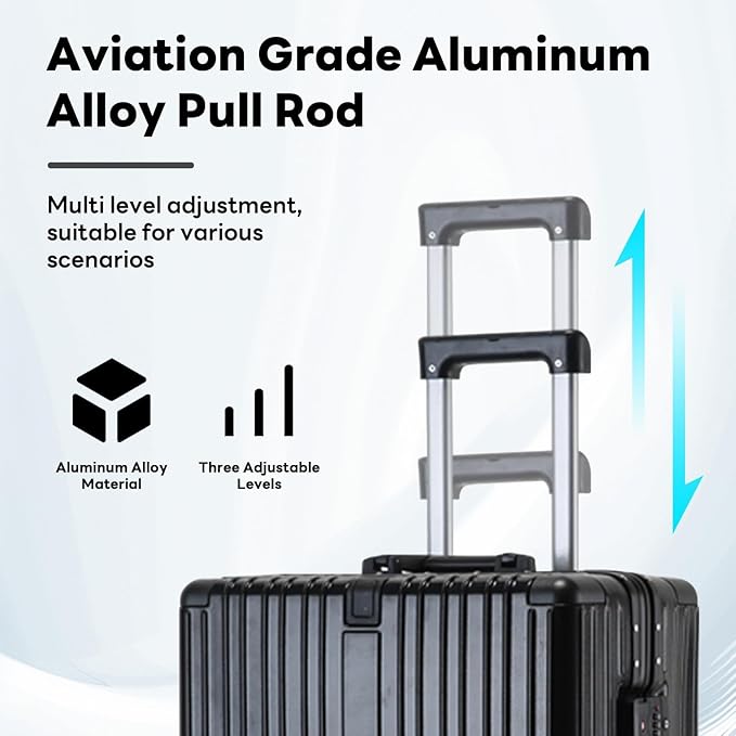 22 inch carry on luggage Durable Suitcase with Cup Phone Holder USB Port Aluminium Frame Carry on Luggage with 8 Double Spinner Wheels TSA Lock Suitcase with Cup Holder Carry On Luggage with USB Port