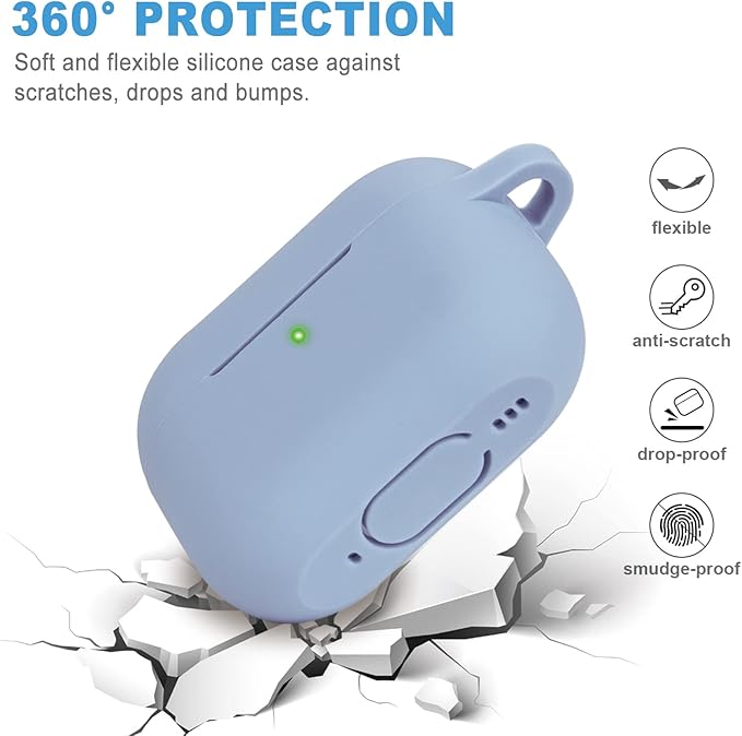 Case for Apple Airpods Pro 3 (2025) - VOTILE Airpods Pro 3 Cases Cover Women Silicone iPods Pro 3 Earbuds Wireless Accessorie Charging Cases Girl Bling Keychain for Airpod iPods Pro 3 - Denim Blue