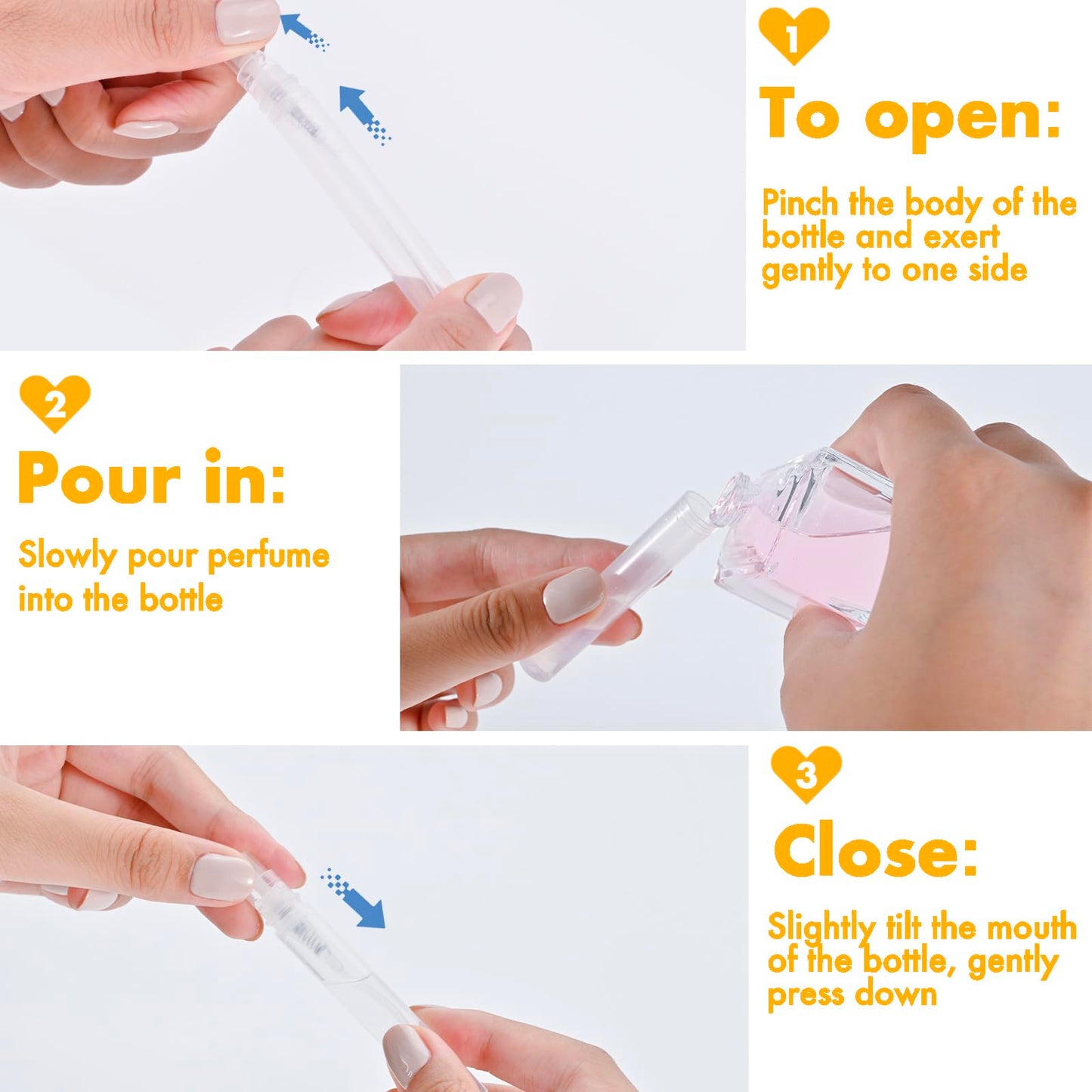 Chiallco Mini Perfume Sample Bottles, 10 Pack 5 ml Plastic Small Perfume Spray Bottle, Fine Mist, Portable Perfume Travel Refillable Bottle, 2025 Upgraded atomizer sprayer for perfume, Clear