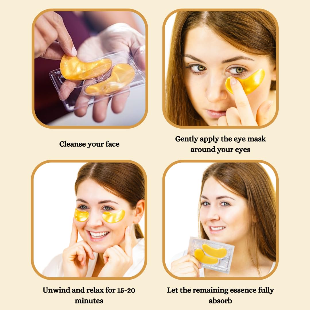 Under Eye Patches for Puffy Eyes and Dark Circles (20 Pairs), 24K Gold Gel Eye Mask Collagen Skincare with Retinol and Hyaluronic Acid, Eye Gel Pads, Eye Patches For Wrinkles