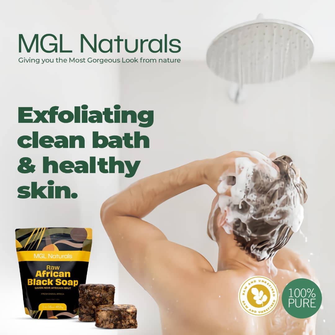 MGL Naturals Raw African Black Soap, 1 lb.