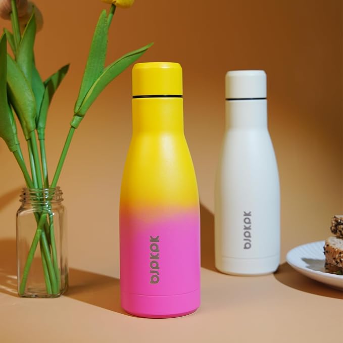 BJPKPK 12oz Water Bottles Stainless Steel Double Wall Vacuum Insulated Small Water Bottles for Travel,Rainbow