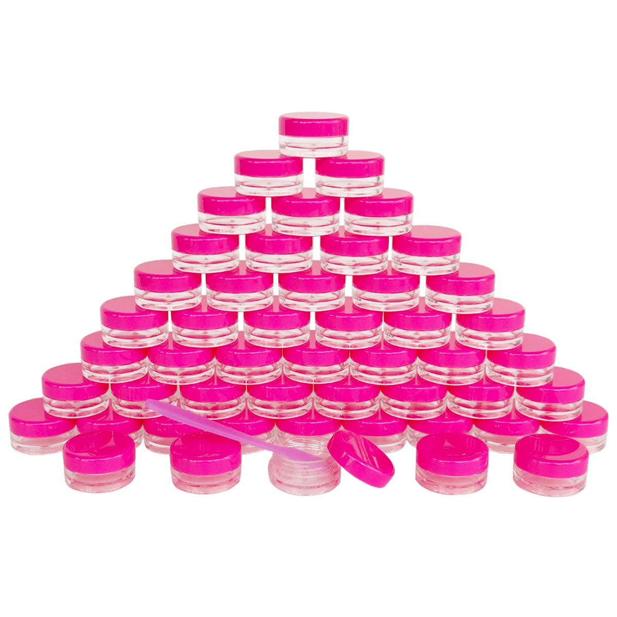 Wopanxye 50pcs 3 Gram Sample Containers with Lids, 3ml Mini Makeup Jars, 3g Empty Plastic Travel Cosmetic Pot Bottle for Eye-shadow, Powder, Salves, Beads, Mascara, Toner, Essence, Lip Scrubs Balms
