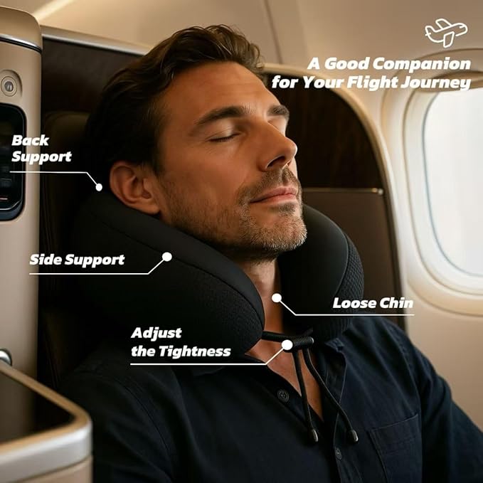 Neck Pillow for Traveling Neck Support with Cooling Ice Silk Cover, High-Density and Relatively Hard Support Machine Washable and Travel-Friendly U-Shaped Memory Foam Pillow for Airplane, Car(Pink)