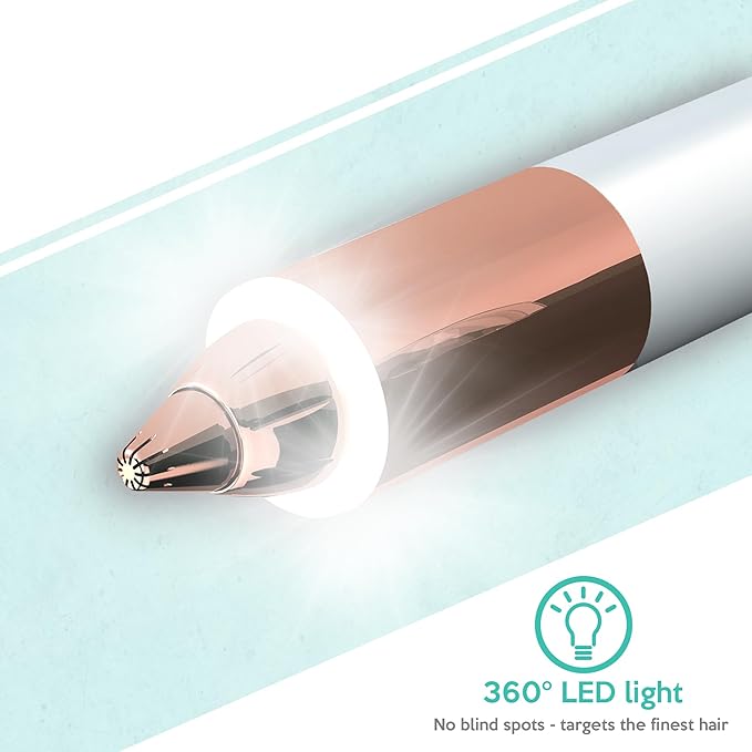 2 in 1 Eyebrow and Facial Hair Remover for Women Painless Flawless Electric Razor Epilator Trimmer Shaver with 18K Gold-Plated, USB Rechargeable, 360° LED for Eyebrow and Face Hair Removal