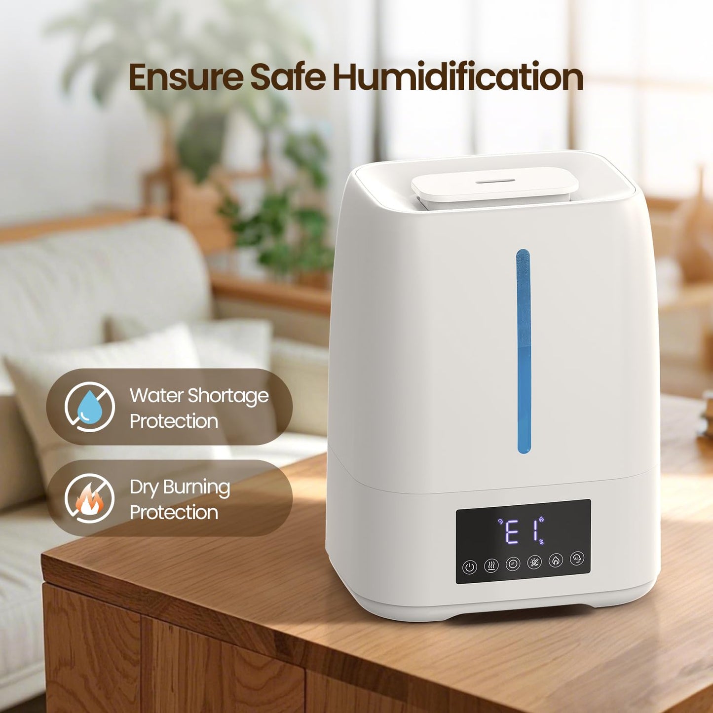 Chooone 6L Top Fill Ultrasonic Humidifier - Cool and Warm Mist for Bedroom, Baby, Large Rooms & Plants, Smart Humidity Control, Aroma Diffuser, Night Light, 12H Timer, Quiet, White