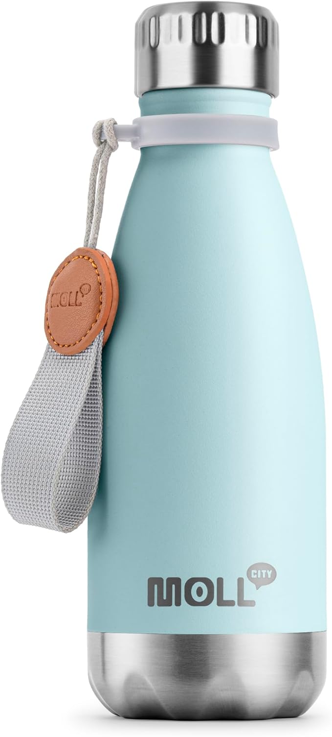 12 oz Water Bottle for School-Small Stainless Steel Vacuum Insulated Water Bottles-Leak Proof for Boys Girls(Baby Blue)