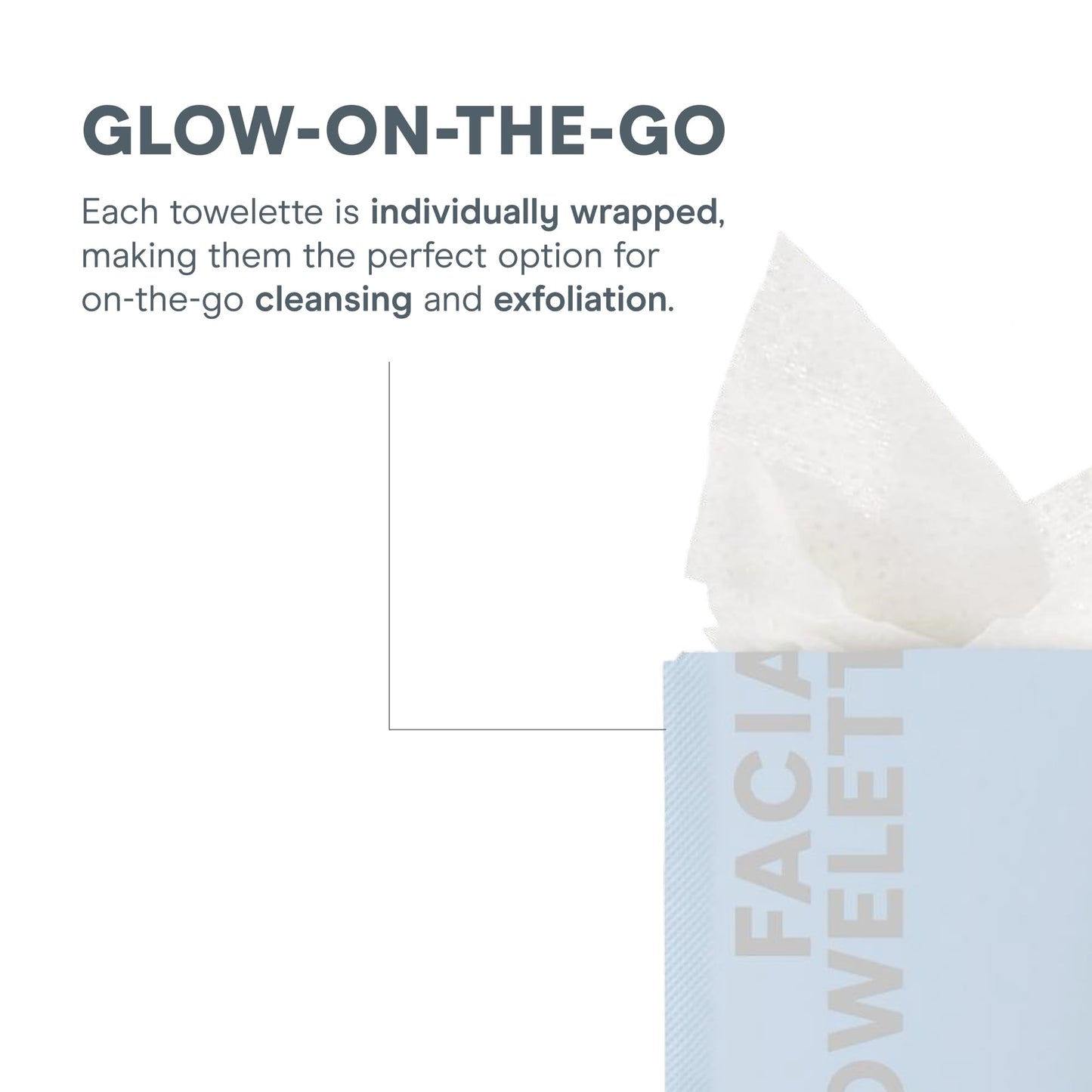 NuFACE Prep-N-Glow Facial Towelettes - 2-in-1 Exfoliating + Cleansing Makeup Remover Wipes, Hyaluronic Acid Travel Face Wipes to Hydrate & Brighten for Glowing Skin - 5 Individually Wrapped Cloths