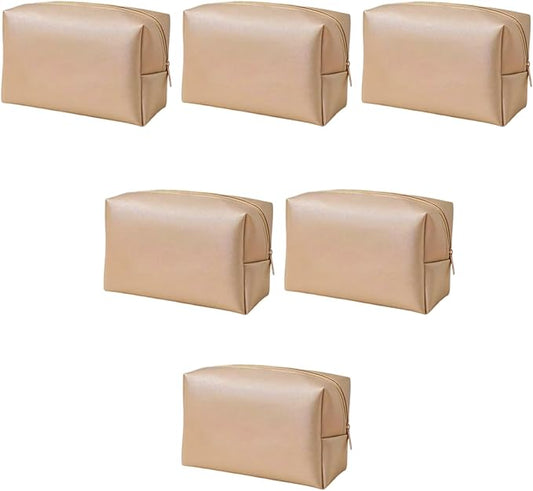 Bridesmaid Proposal Gifts Letter Cosmetic makeup bag bulk for Wedding Party Favors Bachelorette party decorations Toiletry Organizer Bag Makeup Case Gift (6, Gold)