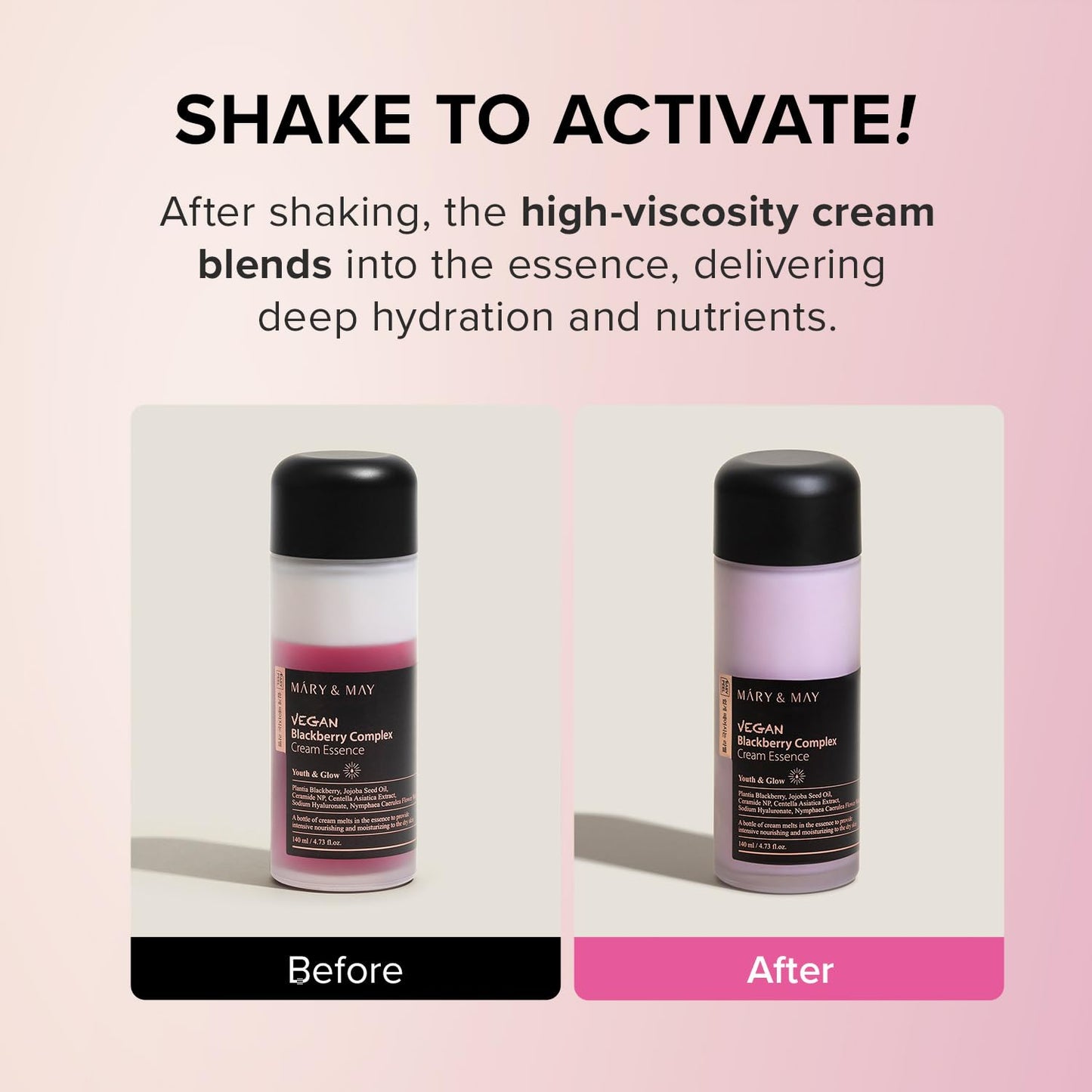 Mary&May Vegan Blackberry Cream Essence | Milky Essence Toner | Deep Hydration | Korean Skincare | Strengthens Skin Barrier | Plumping & Firming | Lightweight Formula (140ml/4.73 fl.oz.)