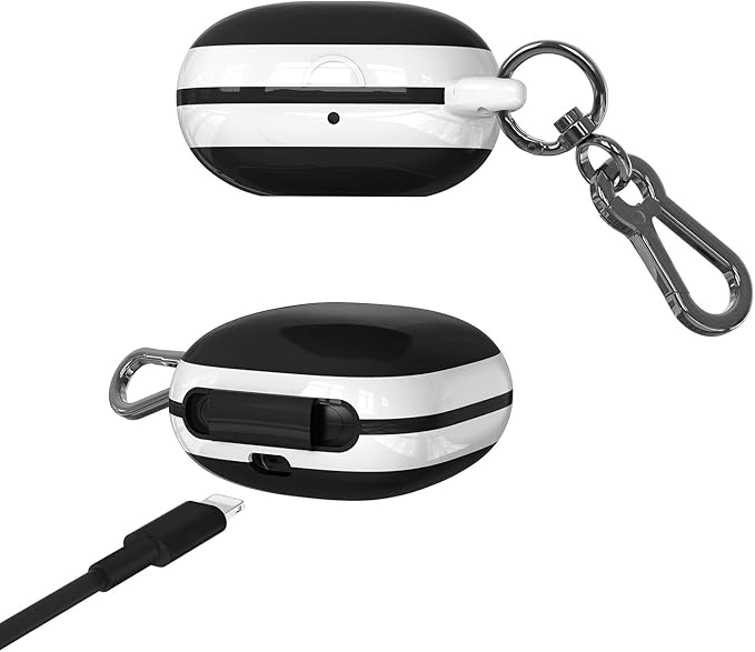 Compatible Powerbeats Pro Case Cover, Full Protective Shockproof Anti-Slip Silicone Case for Beats Powerbeats Pro 2019 (White Edge+Black)