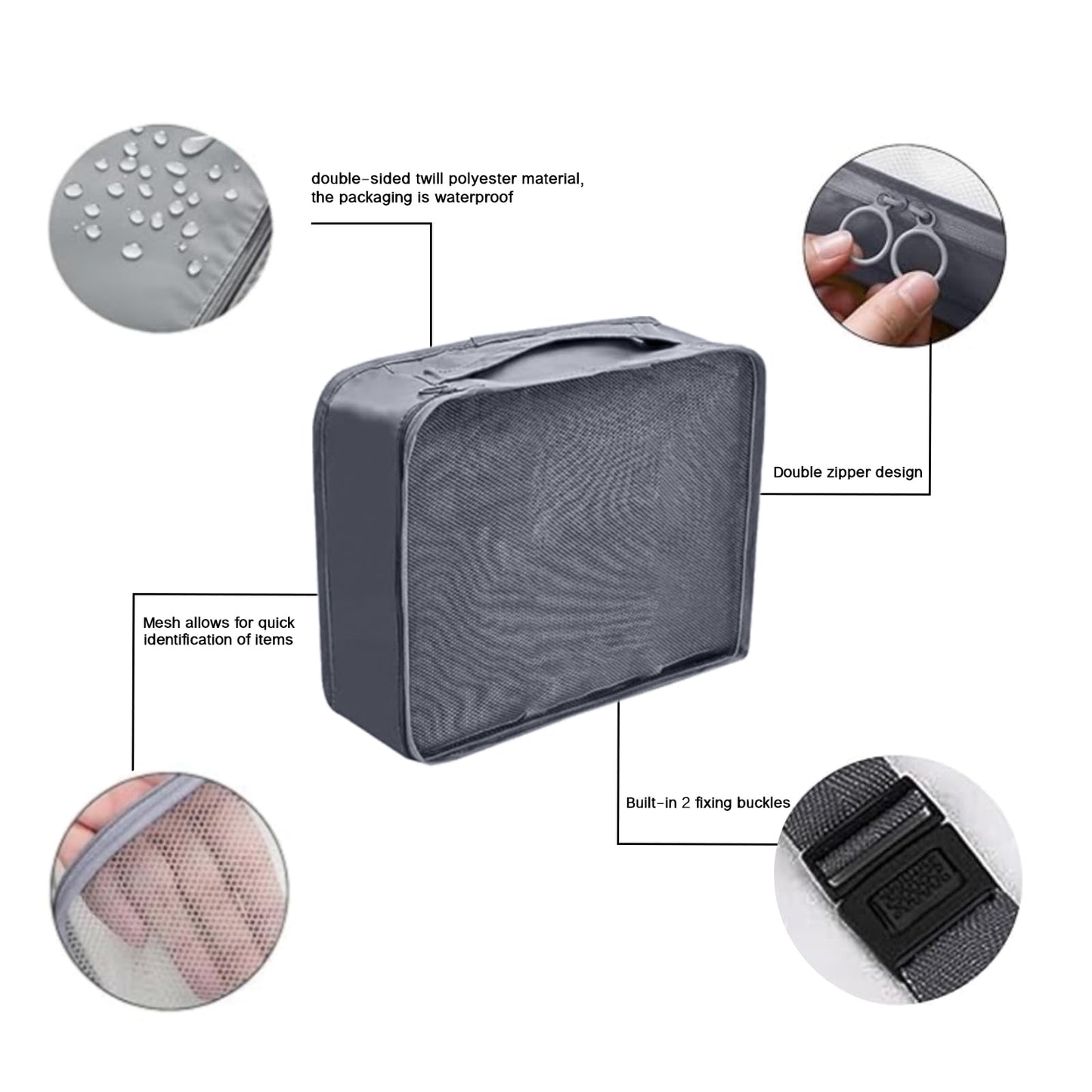 Travel Accessory Organizer, 8 Set Packing Cubes for Suitcases, Convenient Travel Packing Organizer