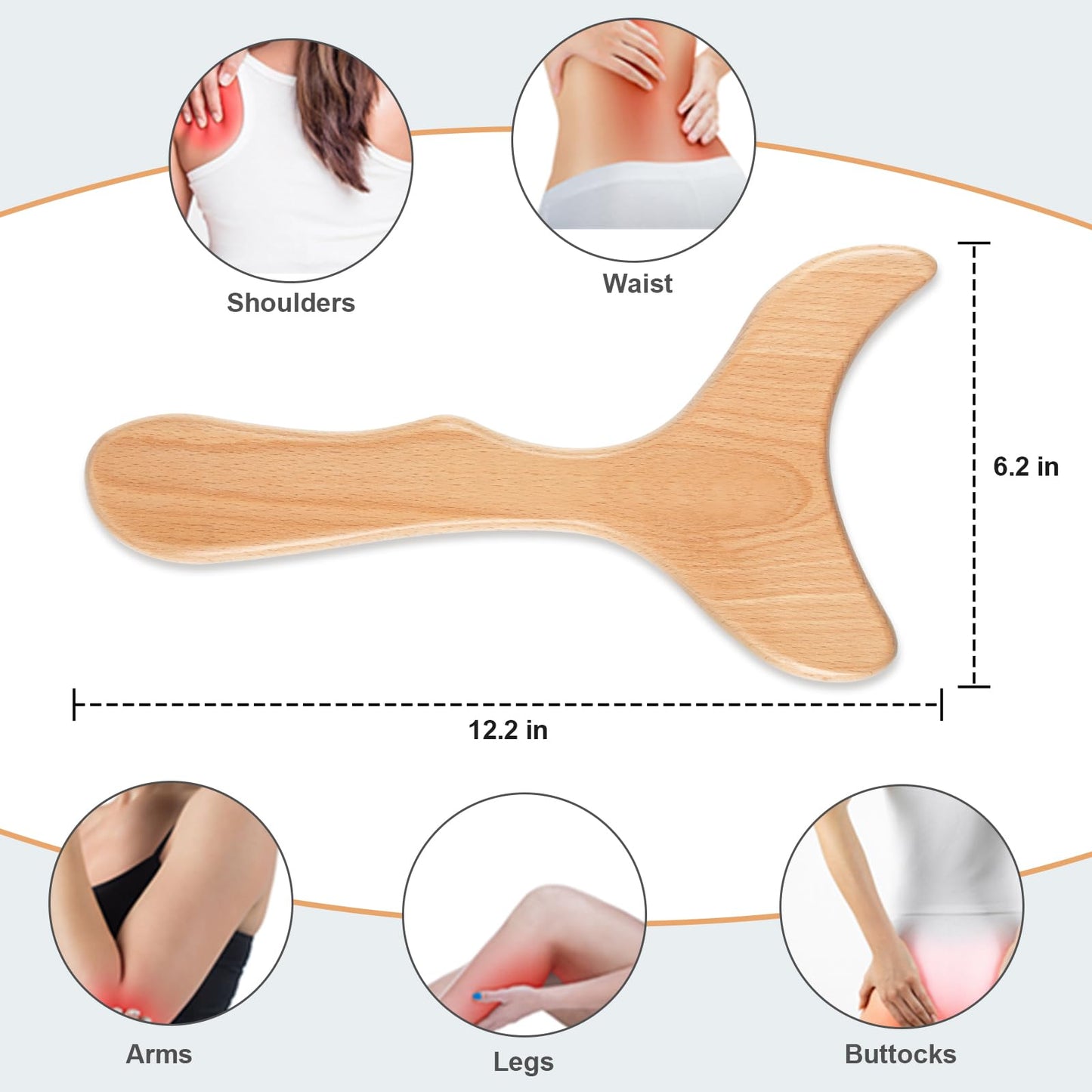 KintKita Wood Therapy Massage Tools,Wooden Lymphatic Drainage Massager, Cellulite Remover Body Sculpting Tool for Cellulite Reduction,Muscle Tension Release,Body Contouring-12 * 6 in
