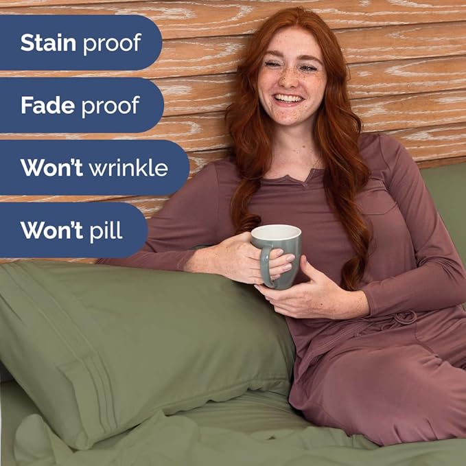 Bulk Case Pack of 12 Sheet Sets - (12) Complete Cal King Size Sheet Sets w/Deep Pockets - Wholesale Bulk Bedding for Hotels, Spas & Airbnbs - Breathable, Soft & Wrinkle Free - (Cal King, Sage Green)