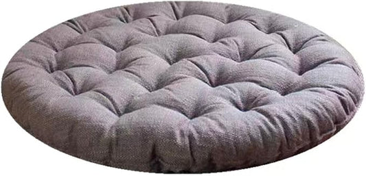 Large Linen Floor Cushions,Round Futon Pillows Japanese Style Tufted Floor Pillows Meditation Cushions for Seating On Pad for Yoga Sofa Balcony(Size:75x75cm(30x30inch),Color:Khaki)