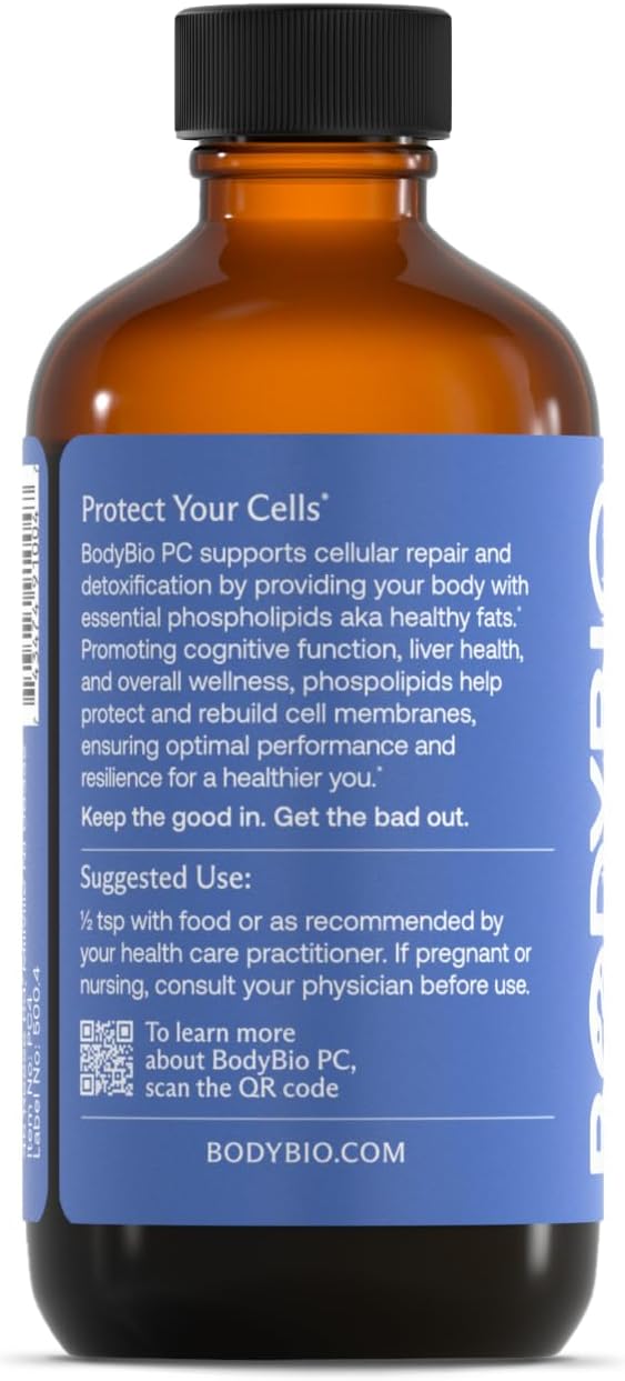 BodyBio PC - Phosphatidylcholine for Brain Health, Mental Clarity, Cognitive Function, Cellular Repair & Healthy Aging, Phospholipid Complex Supplement for Gentle Daily Detox